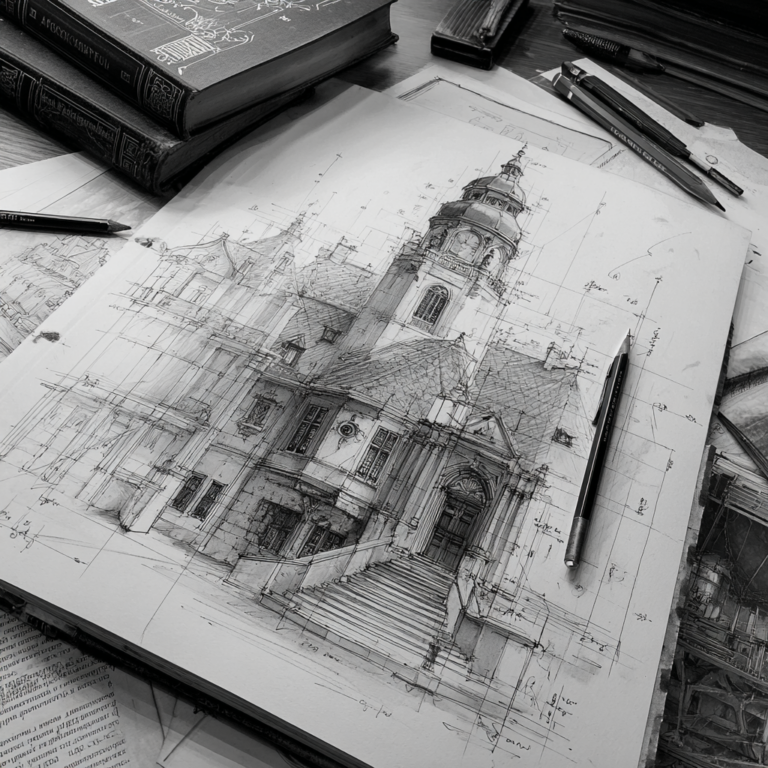 sketch budovy