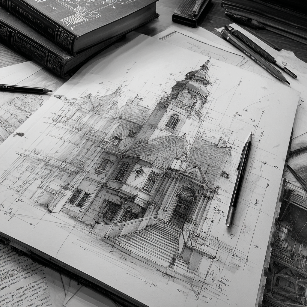 sketch budovy